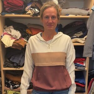 Love Cream and Brown Colorblock Hoodie